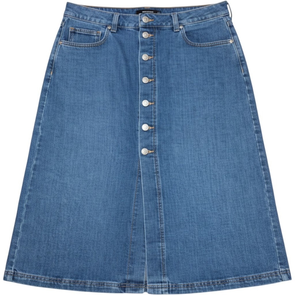 Banana Republic Button Front Denim Midi Skirt Women 29/8 Blue Boho Minimalist